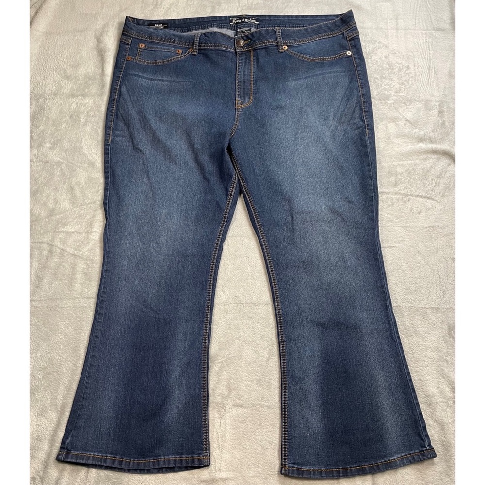 Source Of Wisdom Jeans 28‎ Plus Womens Slim Boot Stretch Dark Wash